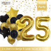 Cijfer Ballon 25 Jaar Black & Gold Boeket * Hoera 25 Jaar Verjaardag Decoratie Set van 15 Ballonnen * 80 cm Verjaardag Nummer Ballon * Snoes * Verjaardag Versiering * Kinderfeestje