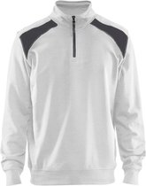 Blåkläder Sweatshirt Bi-color Halve Rits 33531158 Wit/Donkergrijs - Maat 4XL