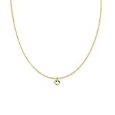 Silventi 9NBSAM-G210083N Gouden Ketting met  Hanger - Dames - Hartje - 11 x 11 mm - Opengewerkt - Zirkonia - Bedel - Ankerschakel - 39 + 3 + 3 cm - 0,8 mm Dikte - 14 Karaat - Goud