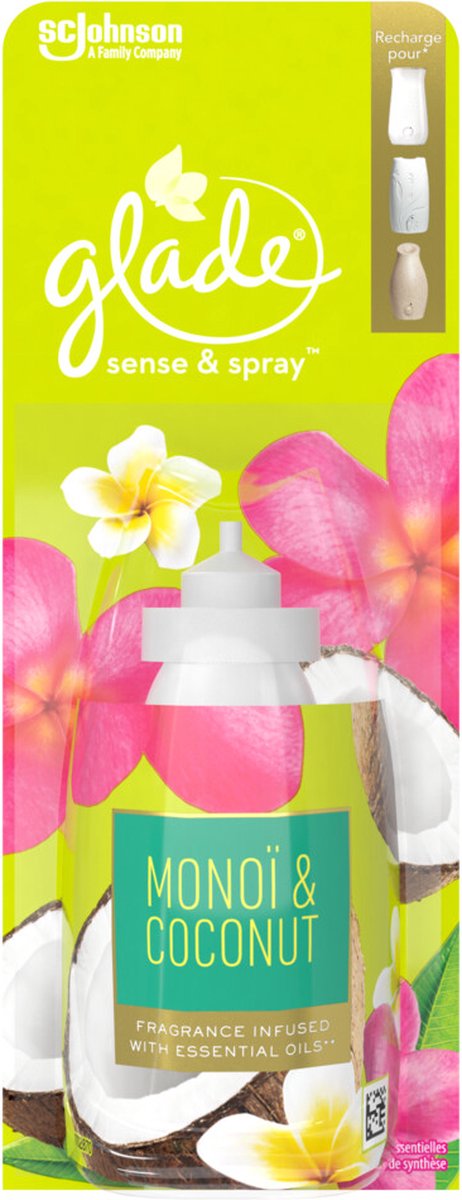 8x Glade Luchtverfrisser Sense & Spray Navul Monoï & Coconut 18 ml