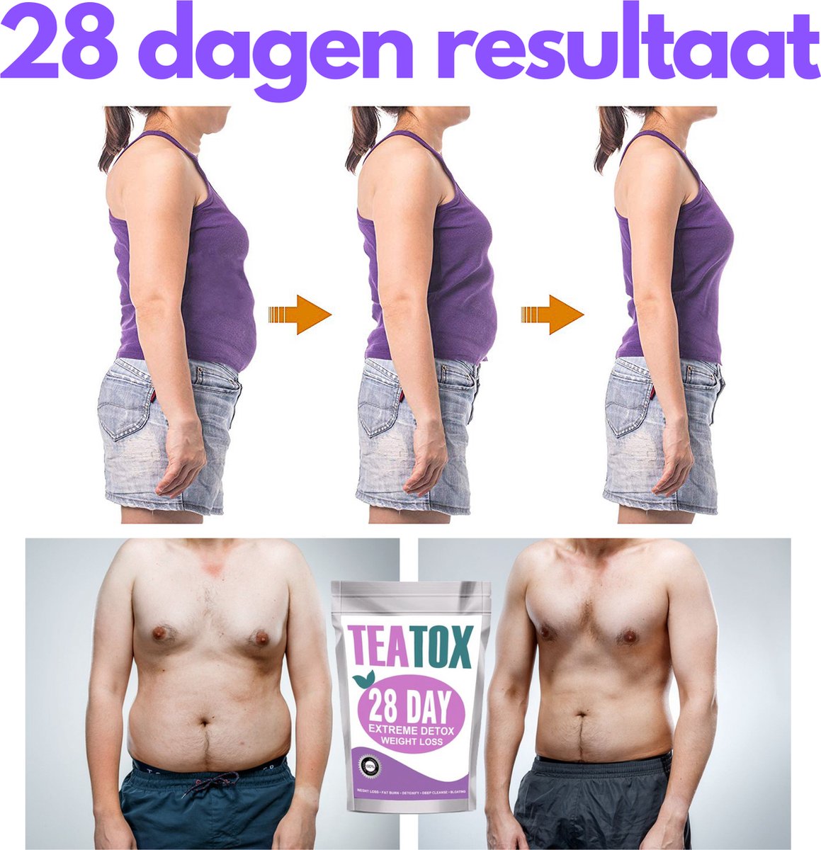 TeaTox™ Détox perte de poids 28 jours - Thee - Detox + E-book 30 recettes