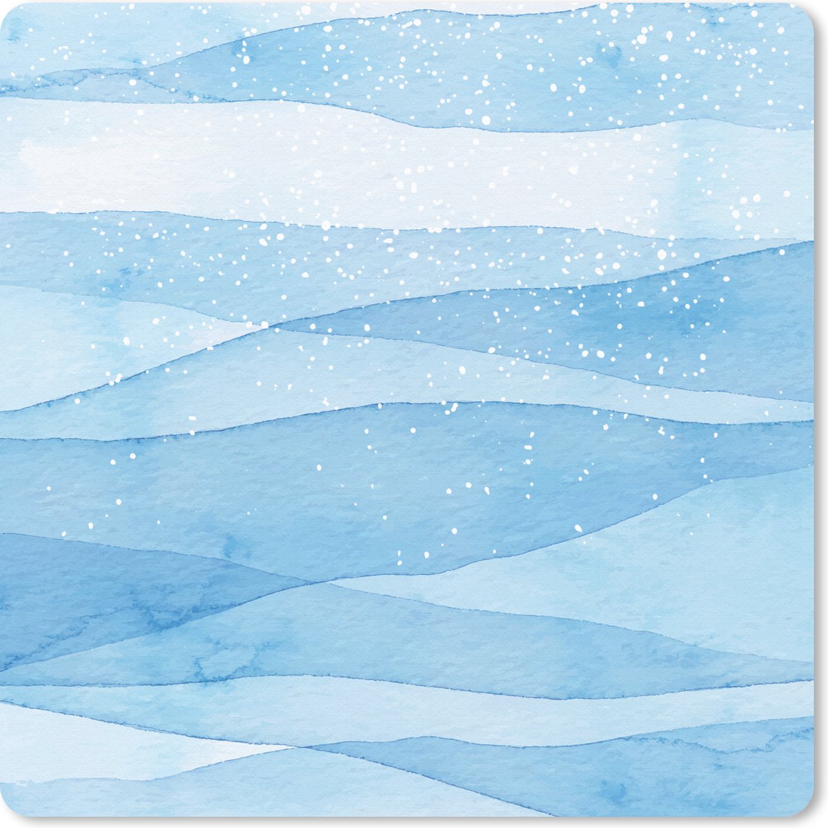 Muismat 30x30 cm - Mousepad Waterverf - Illustratie - Blauw - Muismatten