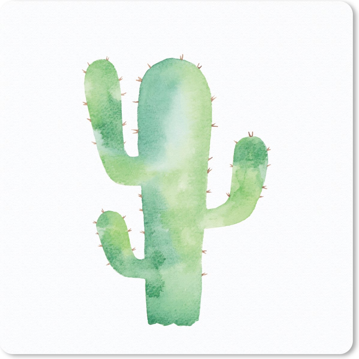 Muismat 30x30 cm - Mousepad Waterverf - Cactus - Illustratie - Muismatten