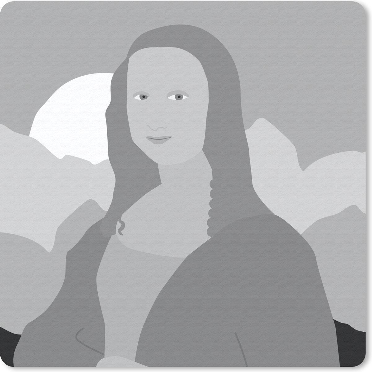 Muismat 30x30 cm - Mousepad Mona Lisa - Zon - Zwart - Wit - Muismatten