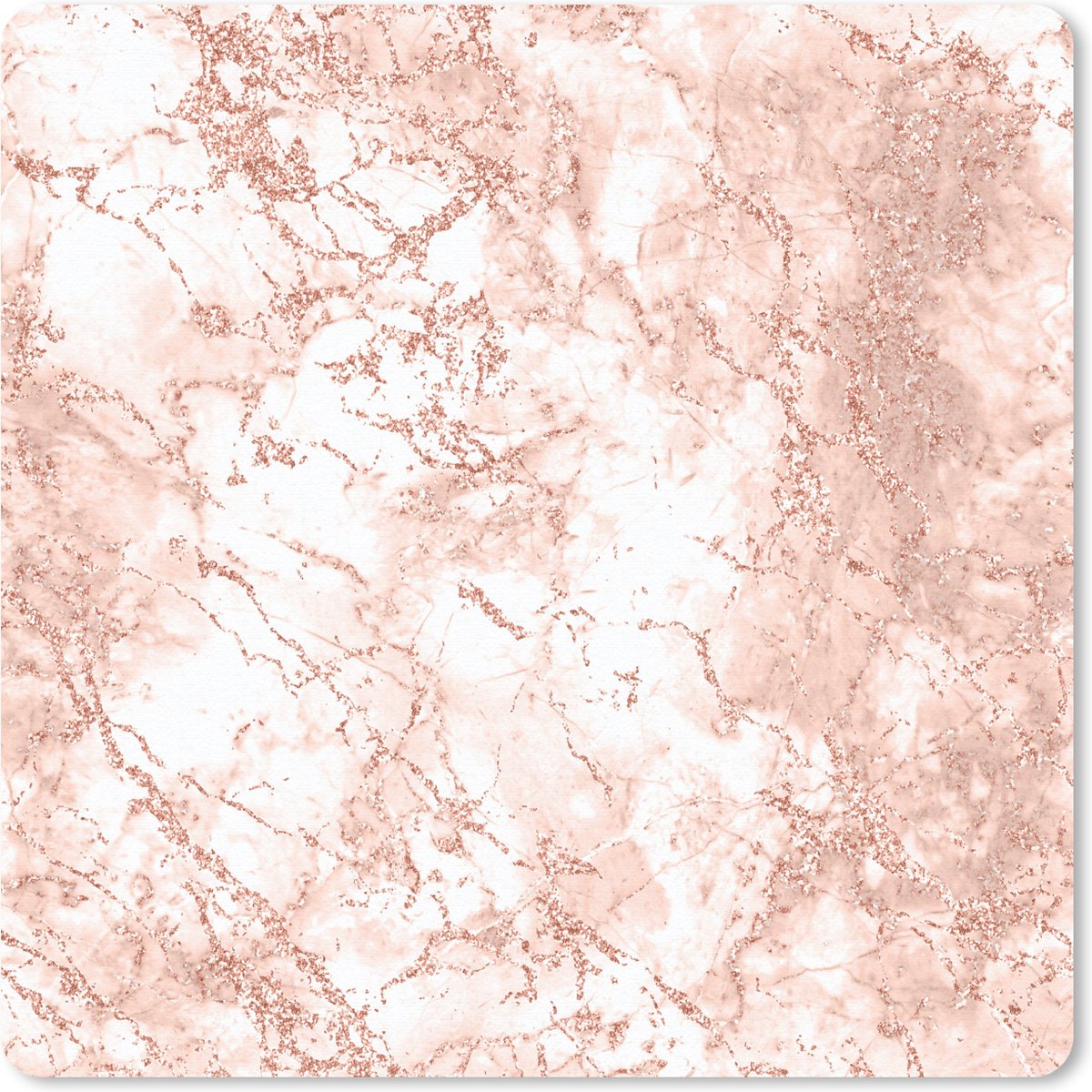 Muismat 30x30 cm - Mousepad Marmer - Wit - Roze - Muismatten
