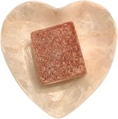 ByBazz | Schaaltje Schelp Capiz - hart - Witgoud (incl. amberblokje) - Valentijns cadeau