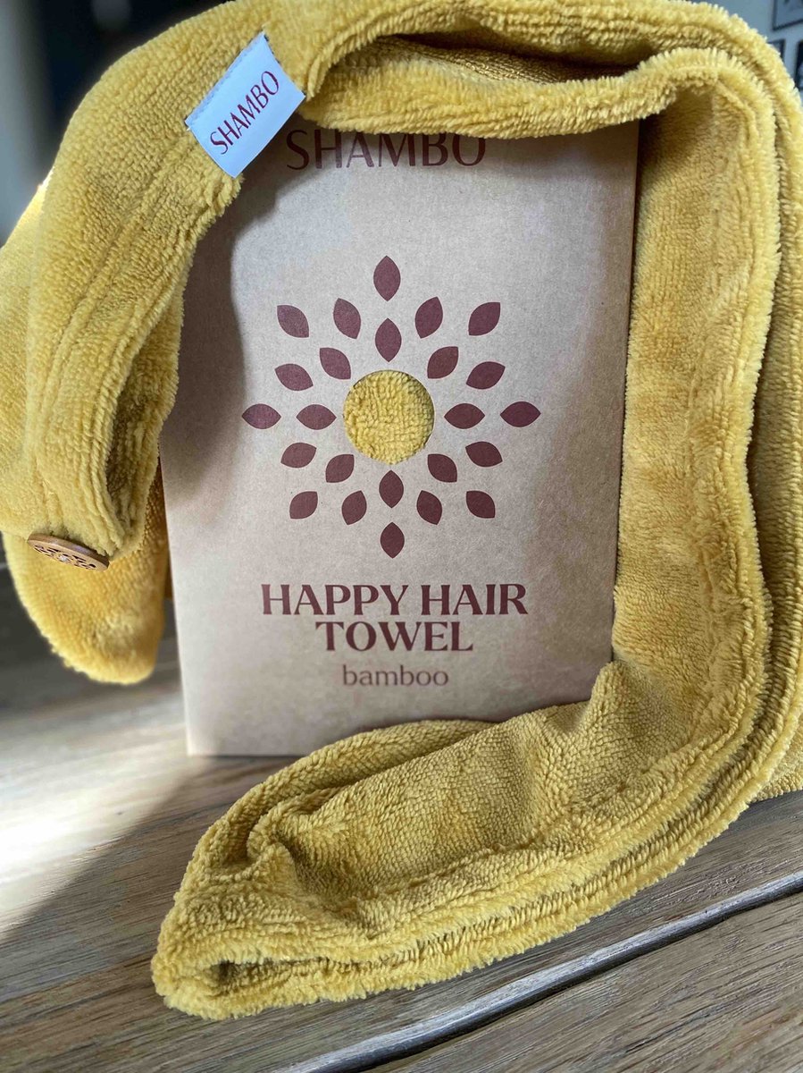 Haarhanddoek bamboe Oker geel | Happy Hair Towel | CG Methode | Curly Girl Methode