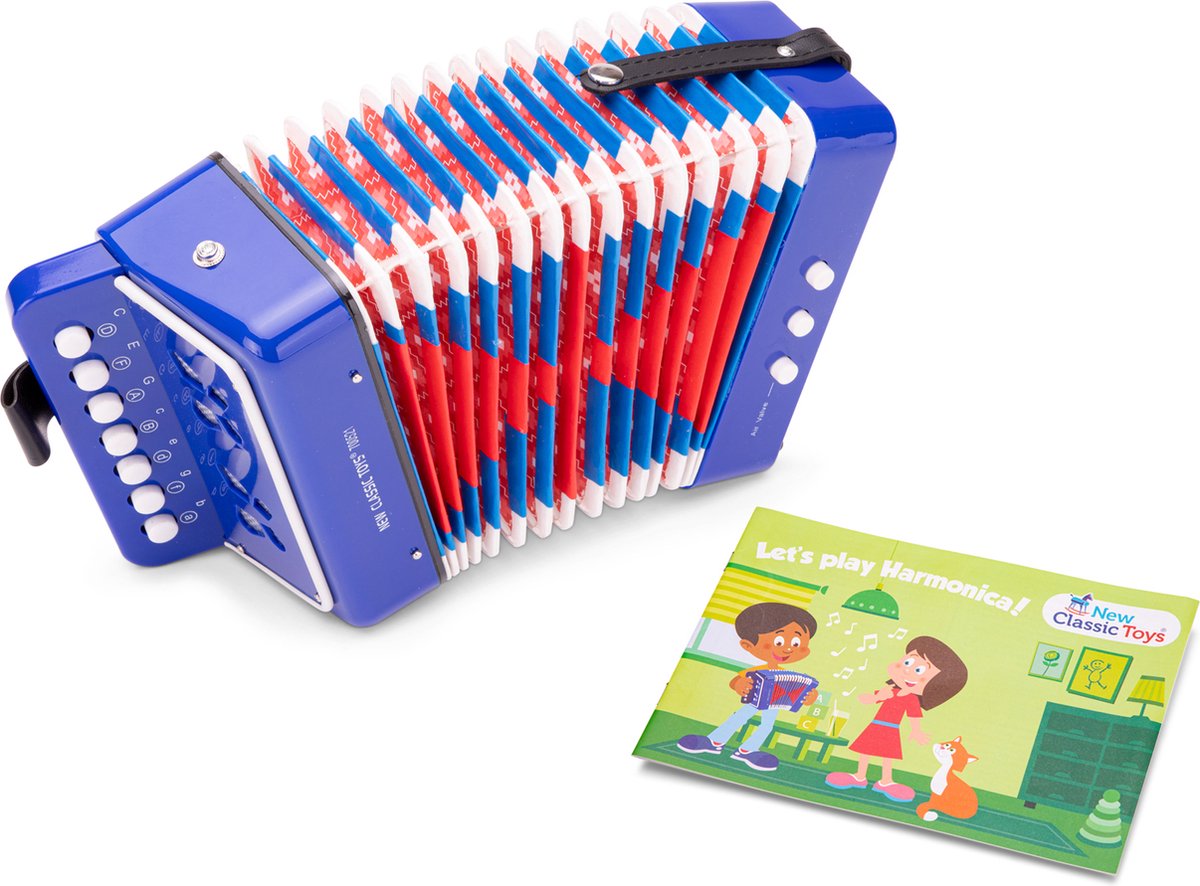 New Classic Toys Speelgoedinstrument Accordeon Blauw Inclusief Muziekboekje