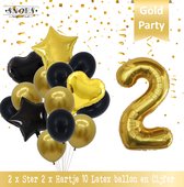 Cijfer Ballon 2 Jaar Black & Gold Boeket * Hoera 2 Jaar Verjaardag Decoratie Set van 15 Ballonnen * 80 cm Verjaardag Nummer Ballon * Snoes * Verjaardag Versiering * Kinderfeestje*