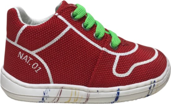 Naturino Mt 20 veter stoffen sneakers Snuggly Rood wit