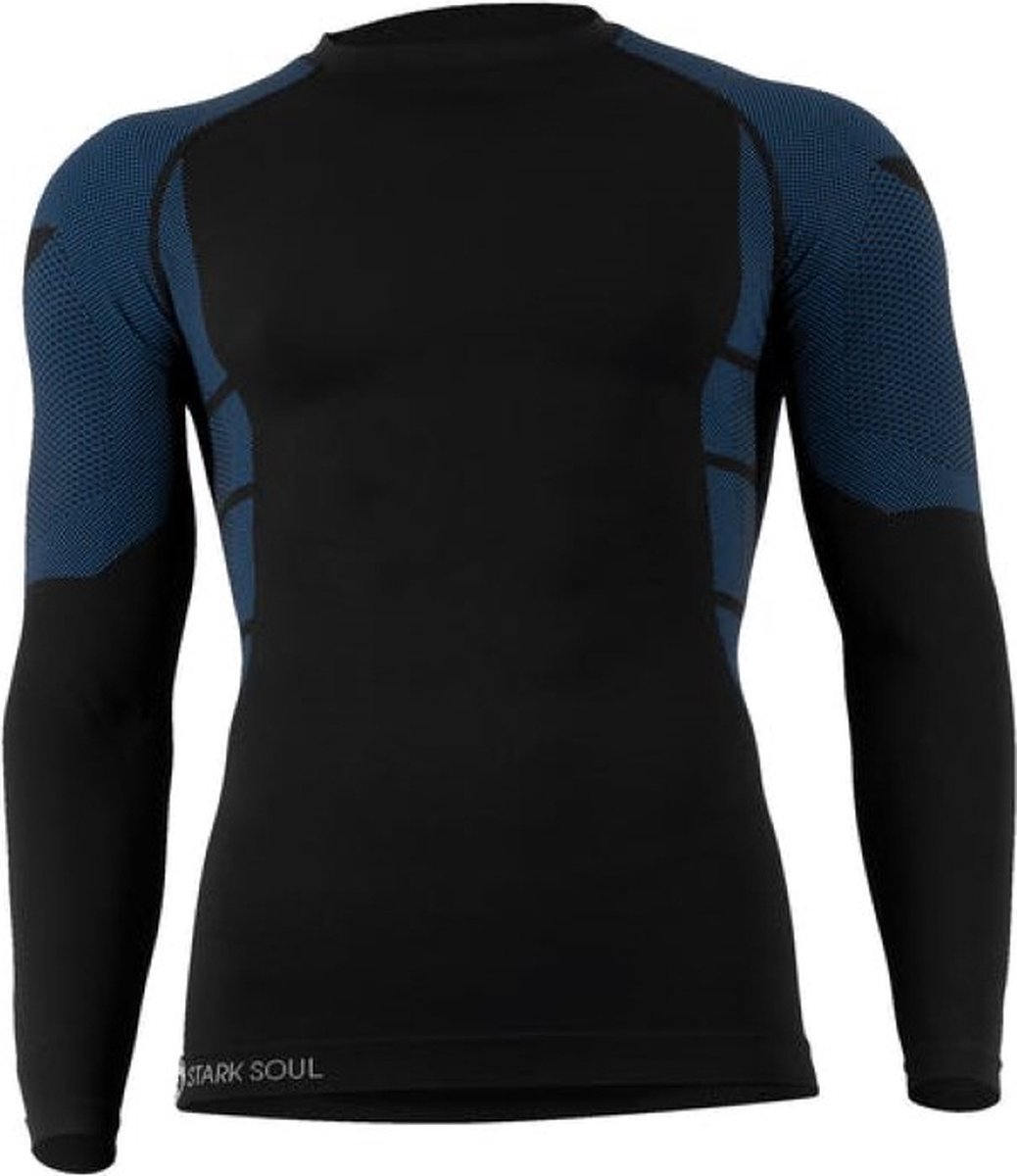 Heren thermoshirt met lange mouwen - Blauw/Zwart - Maat L/XL