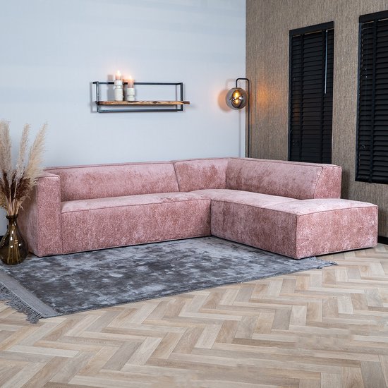 Bronx71® Hoekbank Memphis roze stof chenille rechts
