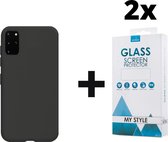 Siliconen Backcover Hoesje Samsung Galaxy S20 Plus Zwart - 2x Gratis Screen Protector - Telefoonhoesje - Smartphonehoesje