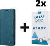 CaseMe Bookcase Pasjeshouder Hoesje Samsung Galaxy S8 Plus Blauw - 2x Gratis Screen Protector - Telefoonhoesje - Smartphonehoesje