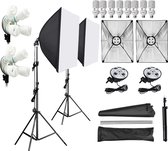 Jocabee studio's® - Set van 2 softboxen inclusief 8 lampen -  Softbox - Daglichtlamp - Fotostudio - Lightbox - Studiolamp - Daylight lamp - Fotostudio fotobox - Fotostudio set - Fo