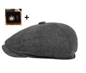Flat Caps Heren in Peaky Blinders stijl met Zak Horloge - Heren Pet - Baret Heren - Heren Kleding - Tommy Shelby - Cadeau Man - Donker Grijs - One Size