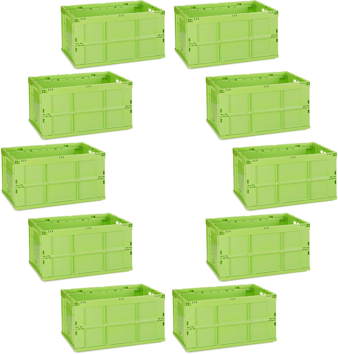 10x transportkrat - professioneel - vouwkrat - universeel - stapelbaar - groen