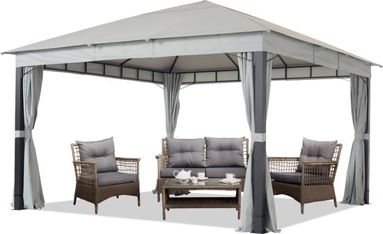 Tuinpaviljoen 4x4 m aluminium premium ca. 220 g/m² dakzeil waterdicht  paviljoen 4... | bol.com