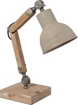 Bureaulamp 15*15*47 cm E27/max 1*60W Bruin Hout, Ijzer Rond Tafellamp