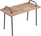 Bijzettafel 66*35*48 cm Bruin Hout, Ijzer Rechthoek Side table Tafeltje
