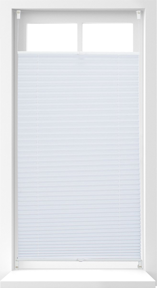Relaxdays 1x plisségordijn wit - plissé jaloezie - met klemmen - opvouwbaar - 60 x 130 cm