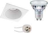 LED Spot Set - Prima Minko Pro - GU10 Fitting - Inbouw Vierkant - Mat Wit - Verdiept - 90mm - Philips - MASTER 927 36D VLE - 4.9W - Warm Wit 2200K-2700K - DimTone Dimbaar