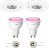 Proma Uranio Pro - Inbouw Rond - Mat Wit - Kantelbaar - Ø82mm - Philips Hue - LED Spot Set GU10 - White and Color Ambiance - Bluetooth