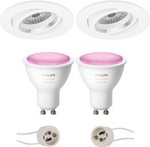 Pragmi Aerony Pro - Inbouw Rond - Mat Wit - Kantelbaar - Ø82mm - Philips Hue - LED Spot Set GU10 - White and Color Ambiance - Bluetooth