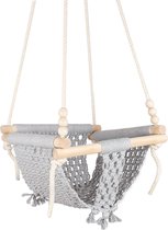 Baby / Kinder Schommel - Baby Swing Licht Grijs - Handgemaakte Schommelstoel - Perfect als Cadeau! - Inclusief Bevestigingsmaterialen