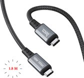 USB C naar USB C kabel 180CM - 100W - 1.8 meter - USB 3.1 Gen 2 - 4k@60Hz - 10Gbps - Zwart