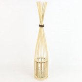 Oneiro’s Luxe lantaarn THATCH Bruin– ø 80 cm – metaal - kaarsenhouder – waxinelicht houder - windlicht - decoratie - naturel – tuindecoratie – relief