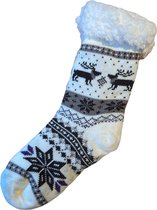 Super zachte sokken | Wit | Rendier | Sneeuwvlokken | Antislip | Maat 35 t/m 38 | 1 paar | Fluffy sokken | Huissokken | Dikke Sokken | Winter | Fleece | Slofsokken | Bedsokken | Ge