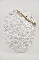 Oneiro’s Luxe lantaarn SNOW Wit – ø 40 cm – metaal - kaarsenhouder – waxinelicht houder - windlicht - decoratie - naturel – tuindecoratie – relief