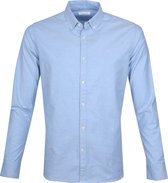 KnowledgeCotton Apparel - Overhemd Blauw - L - Heren - Regular-fit