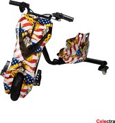 Elektrische Drift trike Selectra American Flag-3 vernellingen-2 gratis led wieltjes T.W.V €25.95 - krachtige accu en motor 250W / 36V