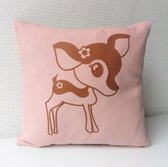 Planet Puk | Kussen hertje Feline | oudroze | 30 x 30 cm | kinderkamer decoratie | handgemaakt | meisjeskamer