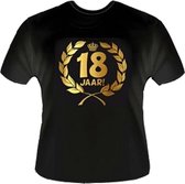 Funny zwart shirt. Gouden Krans T-Shirt - 18 jaar - Maat XS