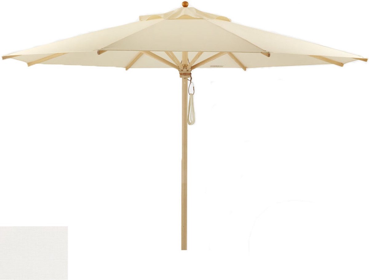 Klassieke parasol - rond groot - Acryl wit - met knikmechanisme - Ø 350 cm