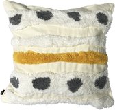 Geborduurd kussen geel/wit/grijs, 45x45 cm, 400g