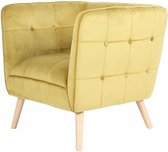 Fluwelen fauteuil met omhullende zitting en natuurlijke poten, 74,5X81XH75CM - HARRIS