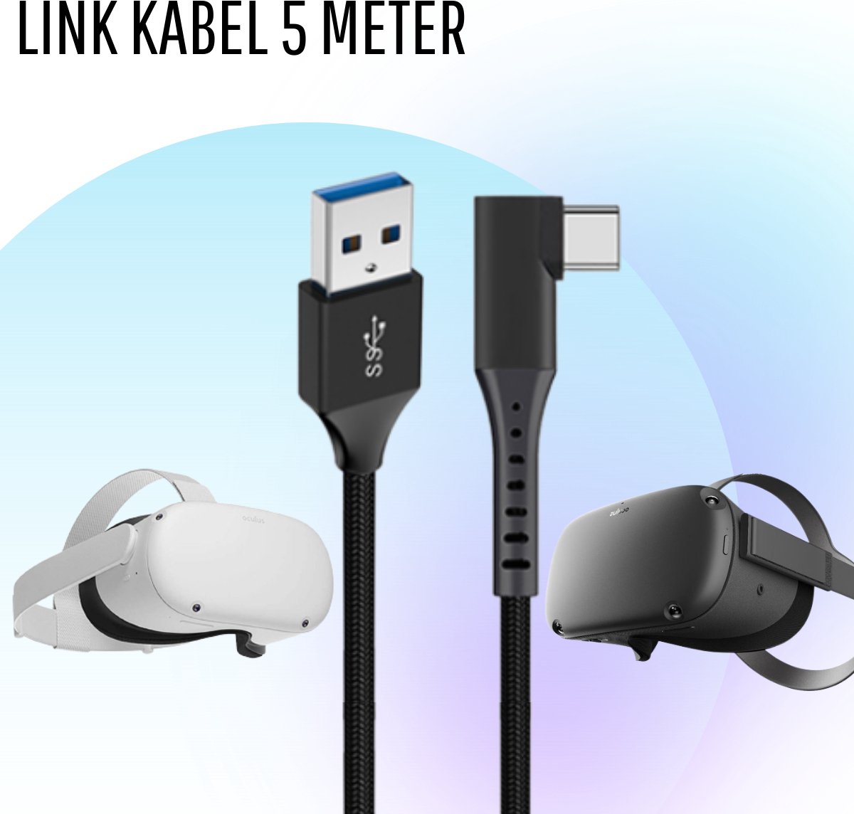 Oculus Quest & Quest 2 Link Kabel VR 5 Meter USB C naar USB A 5