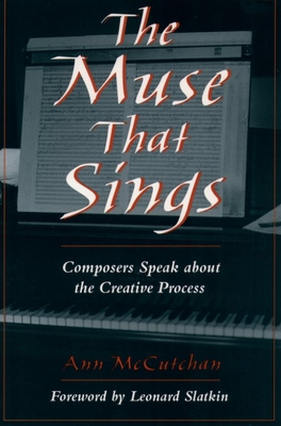 Boekomslag van 'The Muse That Sings' met piano, bladmuziek en de titel in sierlijke letters.