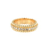 Glanzende Gouden Stippen Ring - Zirkonia Ring-maat 17 - 14k Vergulde - Dottillove