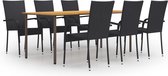 Decoways - 7-delige Tuinset poly rattan zwart