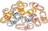 DW4Trading Mini Karabijnhaken - Sleutelhangers - Zilver, Goud en Roze - Aluminium - 12 Stuks
