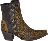 Cowboy laarzen dames Old Gringo Wink - echt leer met haartjes - bruin/zwart - studs - spitse neus - maat 38