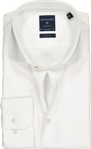 Profuomo slim fit overhemd - mouwlengte 72 cm - twill - wit - Strijkvrij - Boordmaat: 44