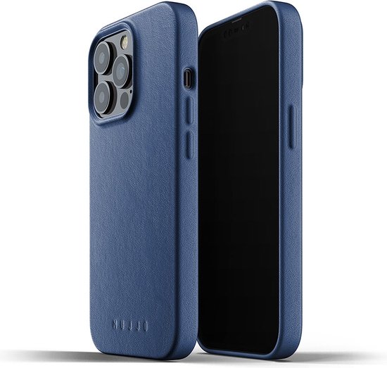 Mujjo - Full Leather Case iPhone 13 Pro Hoesje - monaco blue