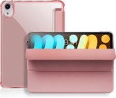 Mobiq Hard Case Folio Hoesje Apple iPad Mini 6 (2021) hoes - Smart Cover - Hard Back Case - Multi Stand - Vouwbaar - Shockproof iPad mini 6 - Compact Slim Design Smartcover - Zwart | Roze