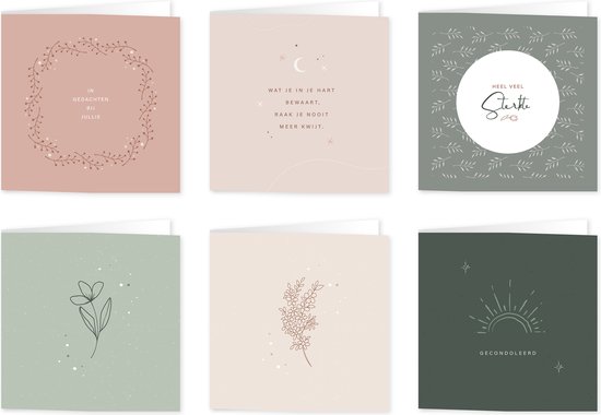 Cartes de vœux de vœux Maan Amsterdam Condoléance - Force - Set de 6 cartes doubles - Y compris les enveloppes